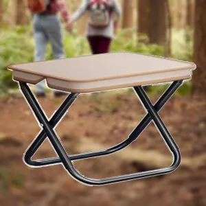 Small Folding Fishing Stool, Portable Foldable Outdoor Camping Stool, Lightweight Seat Compact Step Stool Low Chair for Hiking Picnic Bathroom(Khaki,Small)