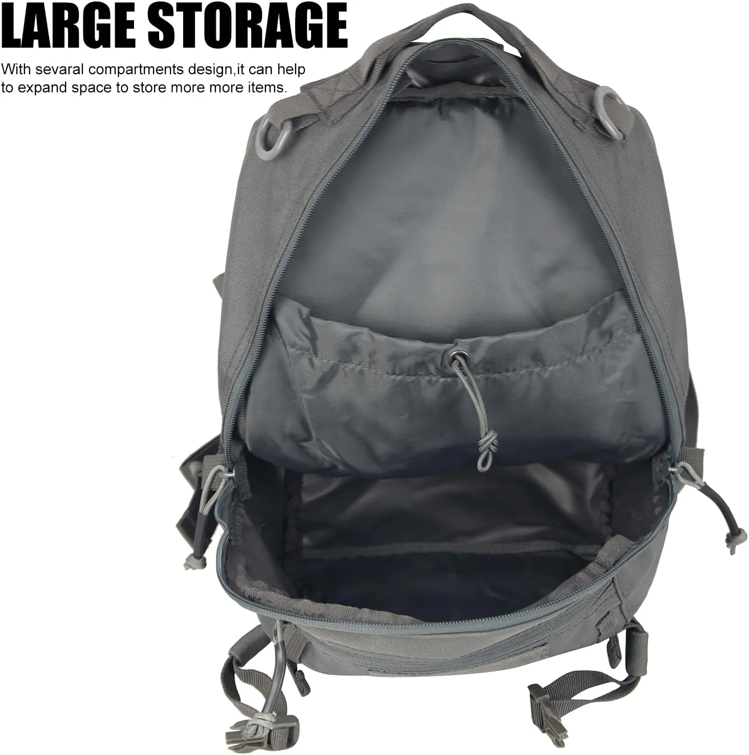 Small Tactical Backpack 12L Molle Bag Rucksack Army Daypack Military Daypack for Outdoor,Hiking (Grey)