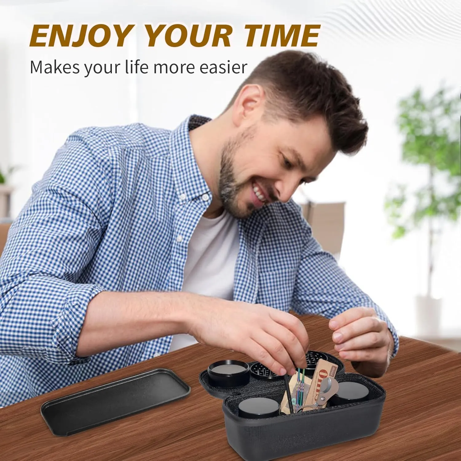 Smell Proof Bag – Smell Proof Box with Glass Jars, Multi-Functional Work Tray, Waterproof & Odor Proof Bag,Large Capacity Stash Box For Your Accessories,Travel Essentials for Men and Women