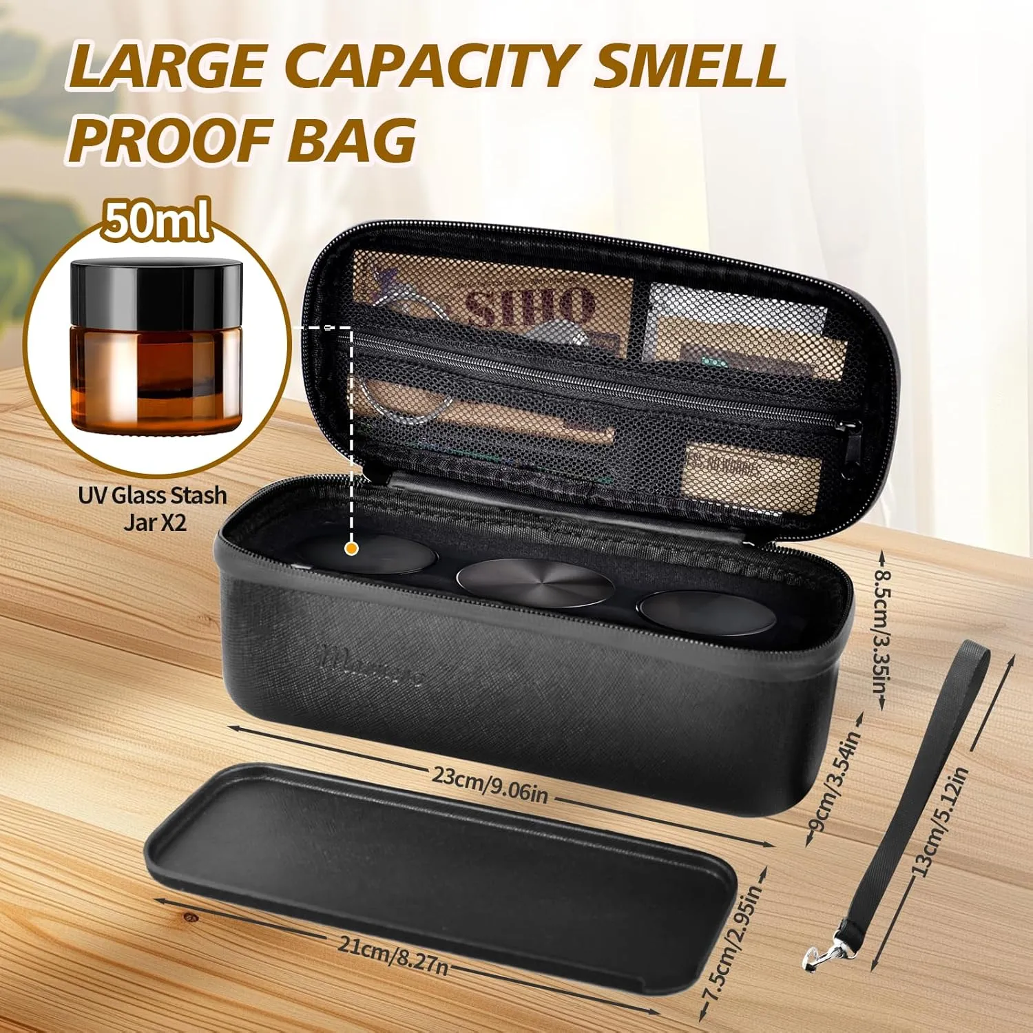 Smell Proof Bag – Smell Proof Box with Glass Jars, Multi-Functional Work Tray, Waterproof & Odor Proof Bag,Large Capacity Stash Box For Your Accessories,Travel Essentials for Men and Women