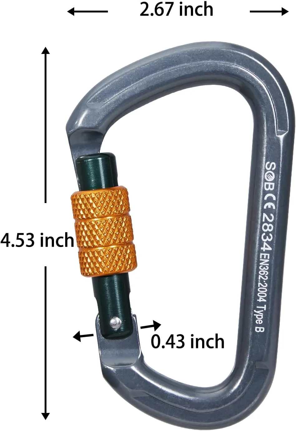 SOB Auto Locking Climbing Carabiner Clips,Heavy Duty Asymmetrical Carabiner Connector Used for Rappelling Gear Rescue Outdoor Projects Dog Leash