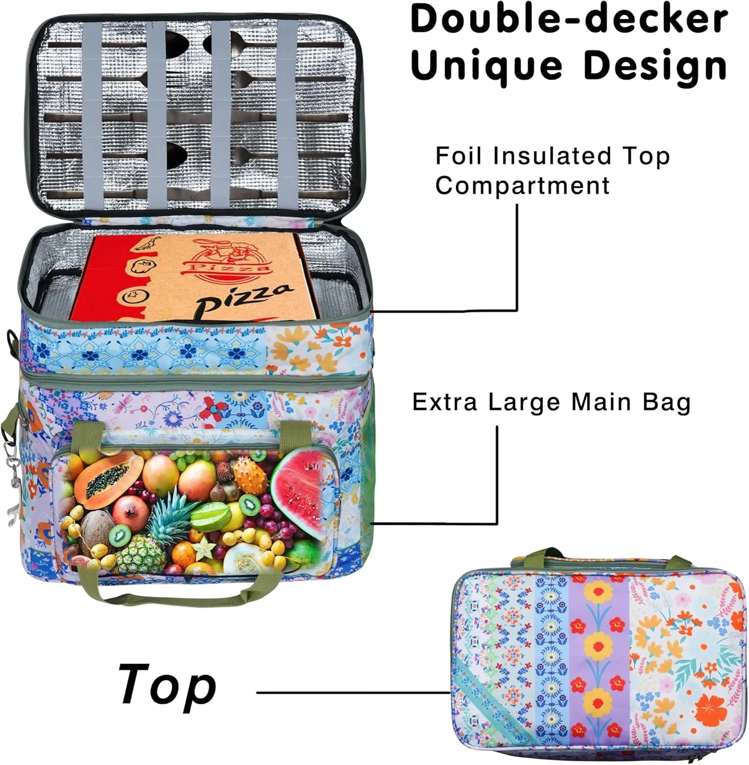 Soft Collapsible Insulated Sided Cooler - 60 Can Large Leakproof Picnic Beach Meal Prep Portable Travel Cooler for Shopping, Kayaking, Road Trips
