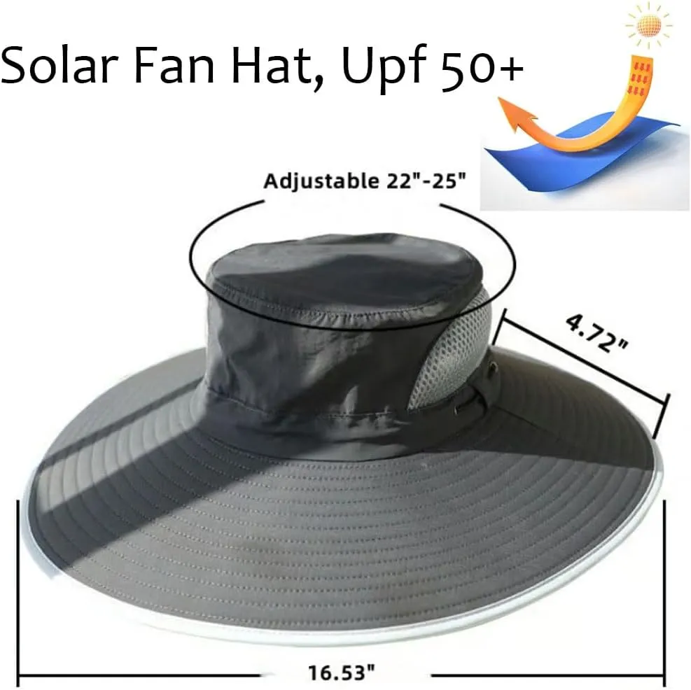 Solar Fan Hat - 2025 New Ultralight Solar Fan Sun Hat with 2 Solar Powered Fan Built, Outdoor Fishing