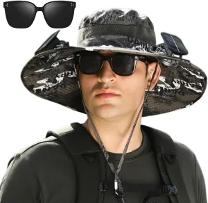 Solar Fan Hat - 2025 New Ultralight Solar Fan Sun Hat with 2 Solar Powered Fan Built, Outdoor Fishing