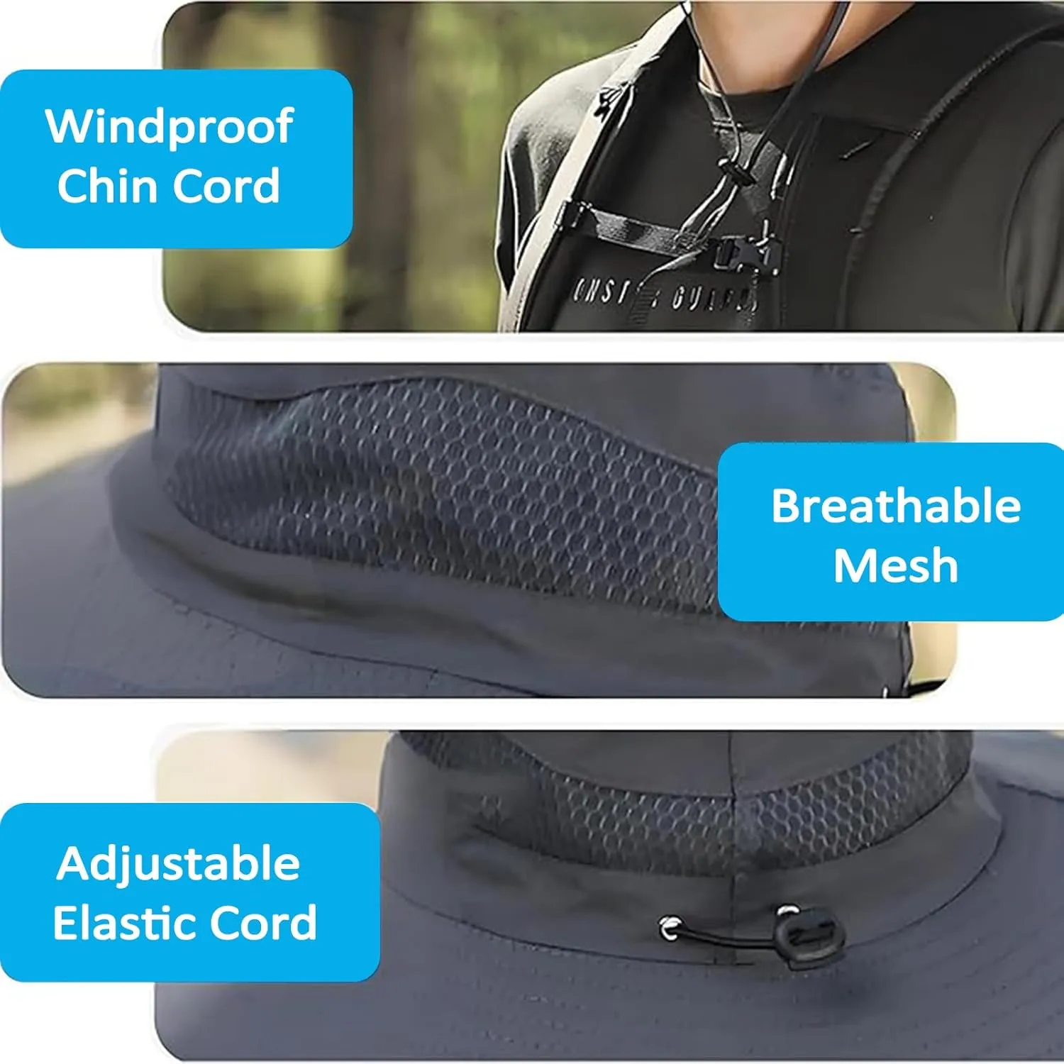 Solar Fan Hat Wide Brim Solar Fan Hat Outdoor Sun Hats for Men Women Fishing Hat with Removable & USB Charging Fan