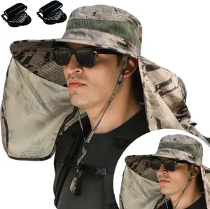 Solar Fan Hat with Neck Flap USB Rechargeable UV Protection Dual Cooling Fan Fishing Hat Foldable Men Women