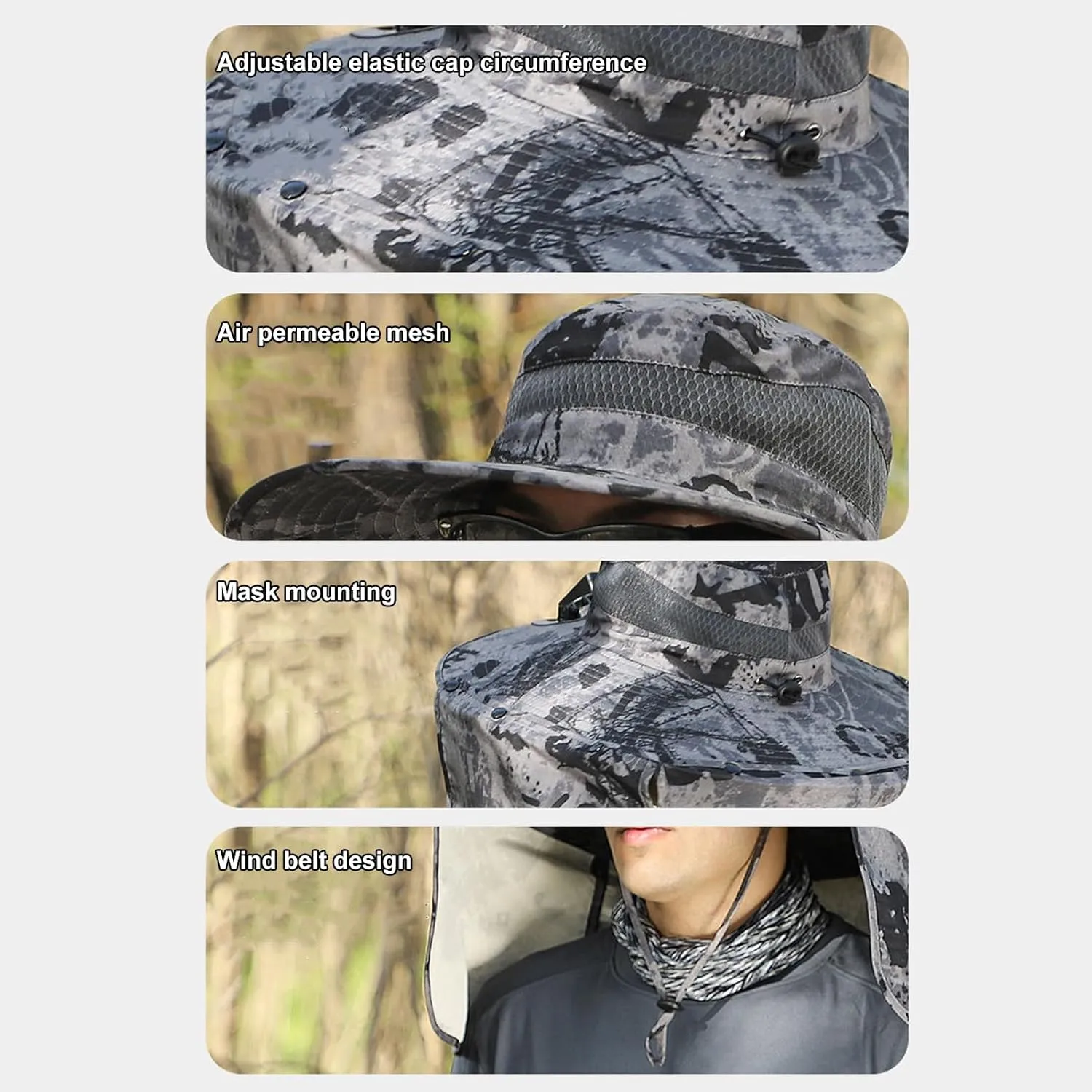 Solar Fan Hat with Neck Flap USB Rechargeable UV Protection Dual Cooling Fan Fishing Hat Foldable Men Women