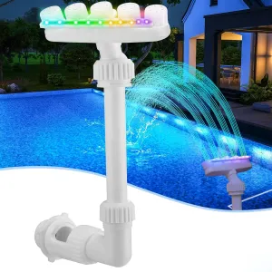 Solar Pool Fountain with 7 Color LED Lights Adjustable Fountain for Swimming Sprinkler Pool Waterfall Lights Fun Waterfall Sprayer for Above and Inground
