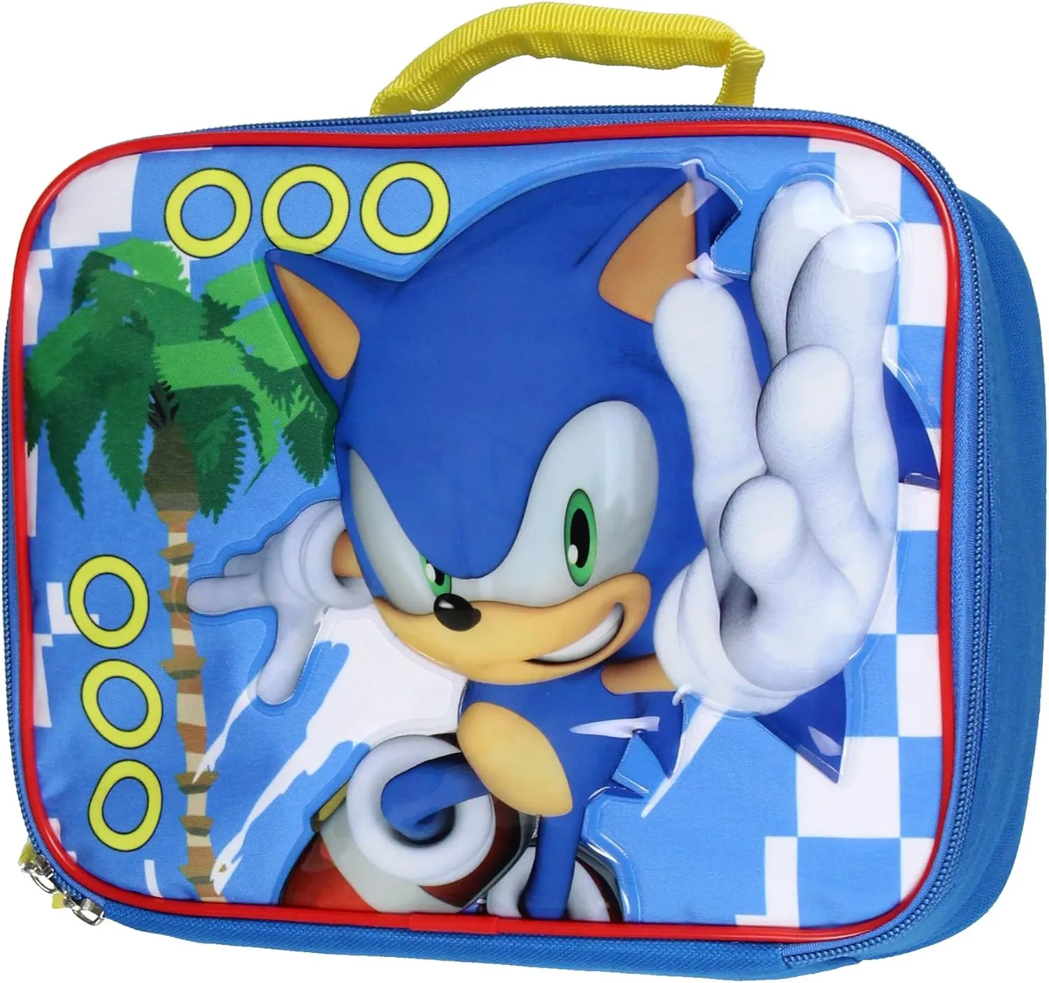 Sonic The Hedgehog Kids Lunch Box Full Gamer Raised Character Insulated Lunch Bag Tote For Hot And Cold Food, Drinks, And Snacks