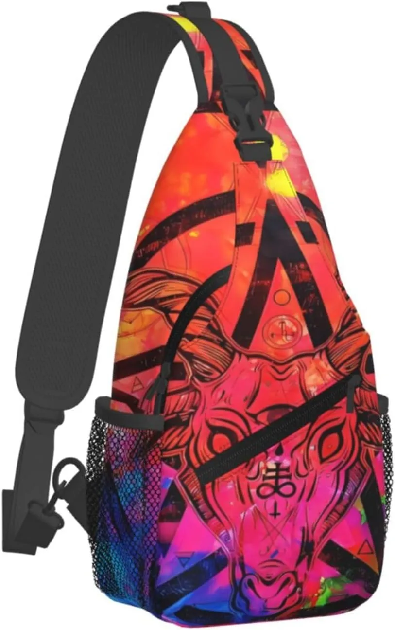 Southwest Native American Medicine Wheel Ox Skullcrossbody Bag, Adjustable Shoulder Strap Chest Bag, Sports Travel, Running, Leisure Waist Bag