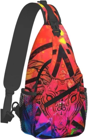 Southwest Native American Medicine Wheel Ox Skullcrossbody Bag, Adjustable Shoulder Strap Chest Bag, Sports Travel, Running, Leisure Waist Bag