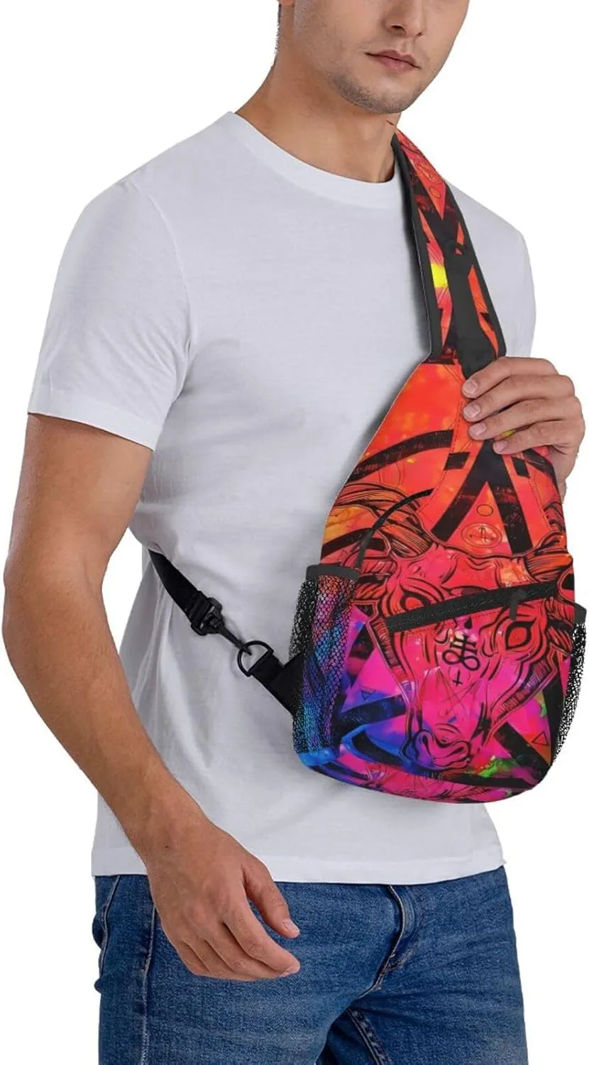 Southwest Native American Medicine Wheel Ox Skullcrossbody Bag, Adjustable Shoulder Strap Chest Bag, Sports Travel, Running, Leisure Waist Bag