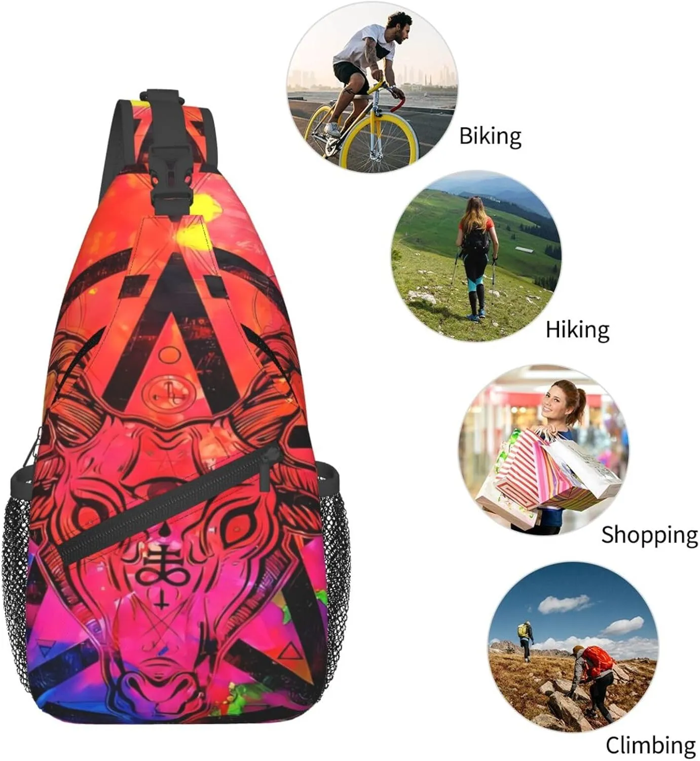 Southwest Native American Medicine Wheel Ox Skullcrossbody Bag, Adjustable Shoulder Strap Chest Bag, Sports Travel, Running, Leisure Waist Bag
