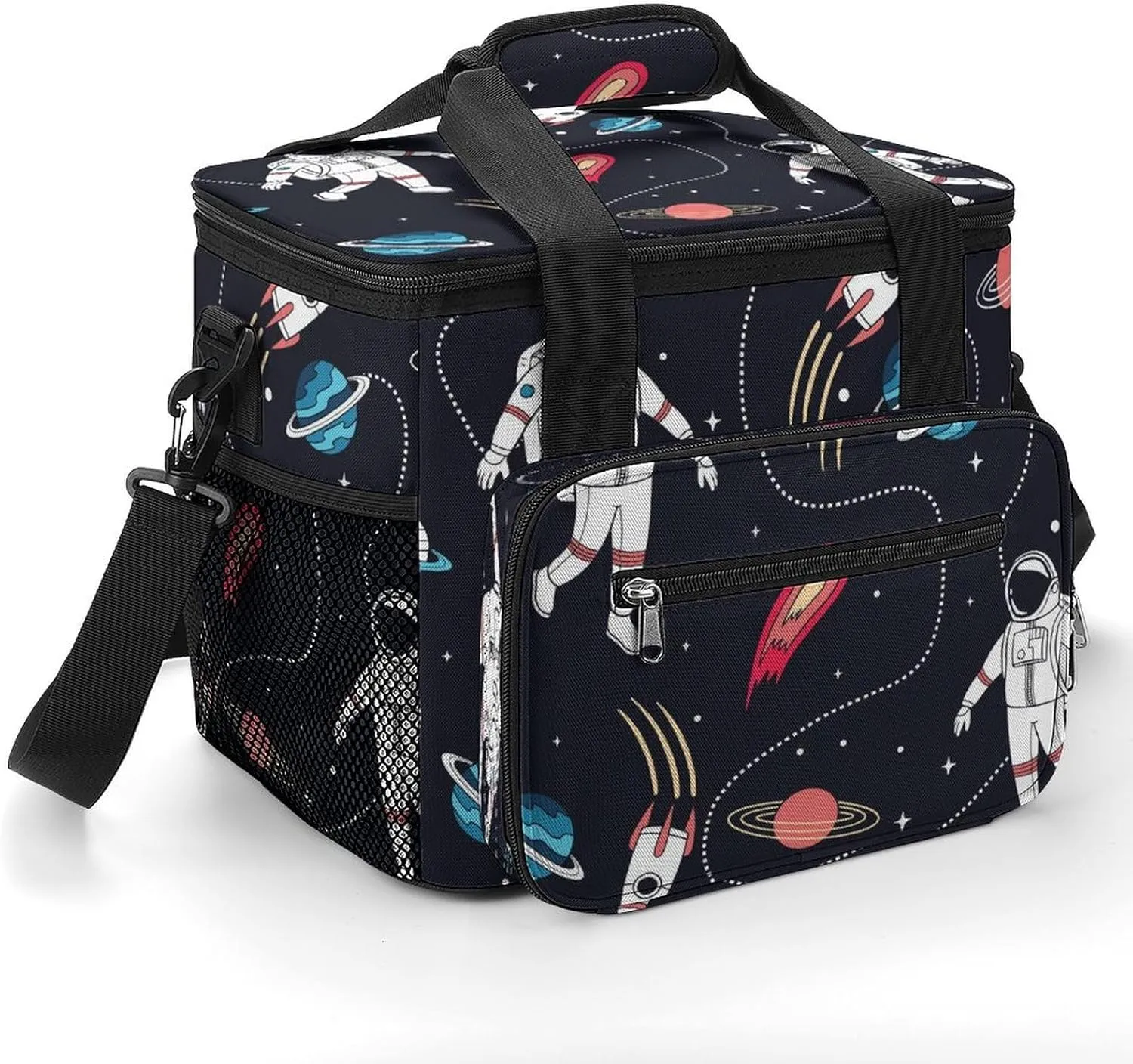 Space Cartoon Astronauts 22.5L Insulated Camping Coolers Bag Large Leakproof Ice Chest for Beach Travel Picnic