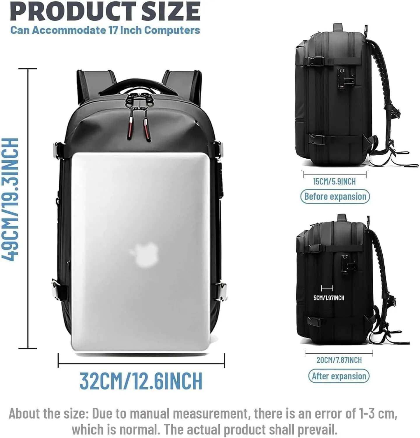 Space Vac Pro Backpack, Spacevac Pro Backpack, with Vacuum Seal Compression, 17”Laptop Vacuum Backpacks Travel with TSA Lock (Pump, B)