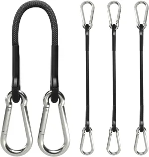 sprookber 12 Inch Bungee Cords with Stainless Steel Carabiner, Heavy Duty Strong Bungee Cords for Camping, Tarps, Bike Rack, Hand Carts etc, Set of 4