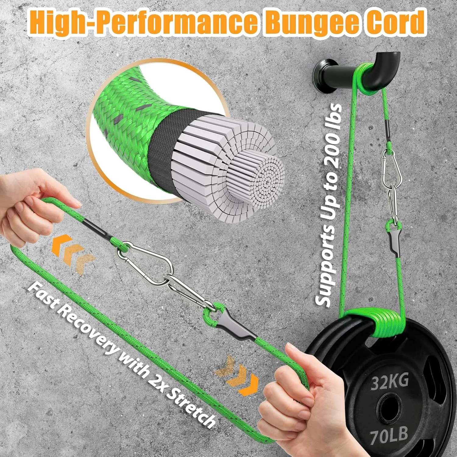 sprookber 12 Inch Bungee Cords with Stainless Steel Carabiner, Heavy Duty Strong Bungee Cords for Camping, Tarps, Bike Rack, Hand Carts etc, Set of 4