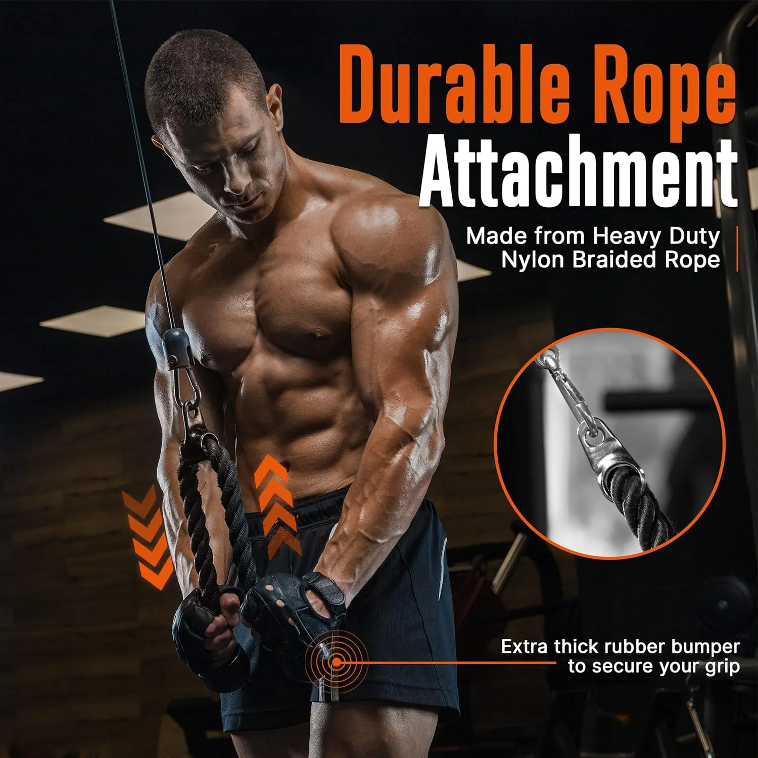 SQUATZDouble D Row Handle Cable Attachment - Non-Slip Handles for Weight Workout with 360 Degree Rotational Knuckle