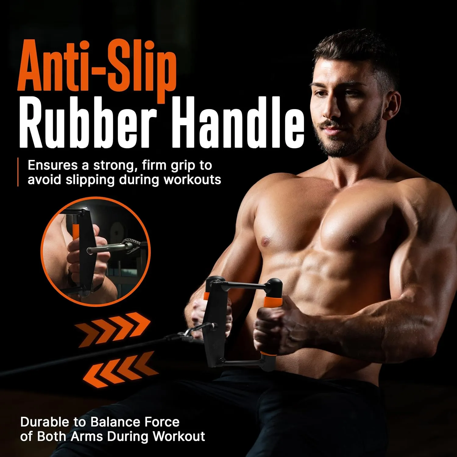SQUATZDouble D Row Handle Cable Attachment - Non-Slip Handles for Weight Workout with 360 Degree Rotational Knuckle