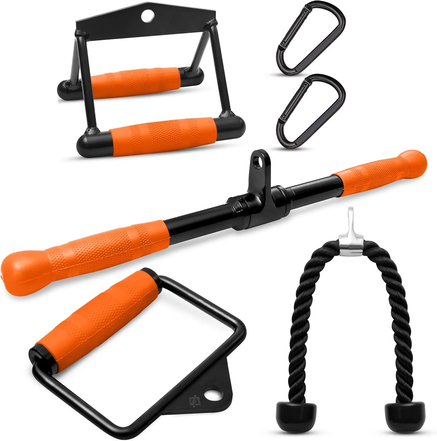 SQUATZDouble D Row Handle Cable Attachment - Non-Slip Handles for Weight Workout with 360 Degree Rotational Knuckle