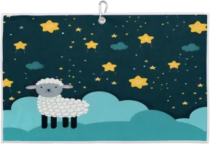 Starry Night Sheep Golf Towel with Heavy Duty Carabiner Ultra Absorbent Quick Dry Perfect for Cleaning Clubs Balls Gear Essential Golf Accessory for Men Women Kids