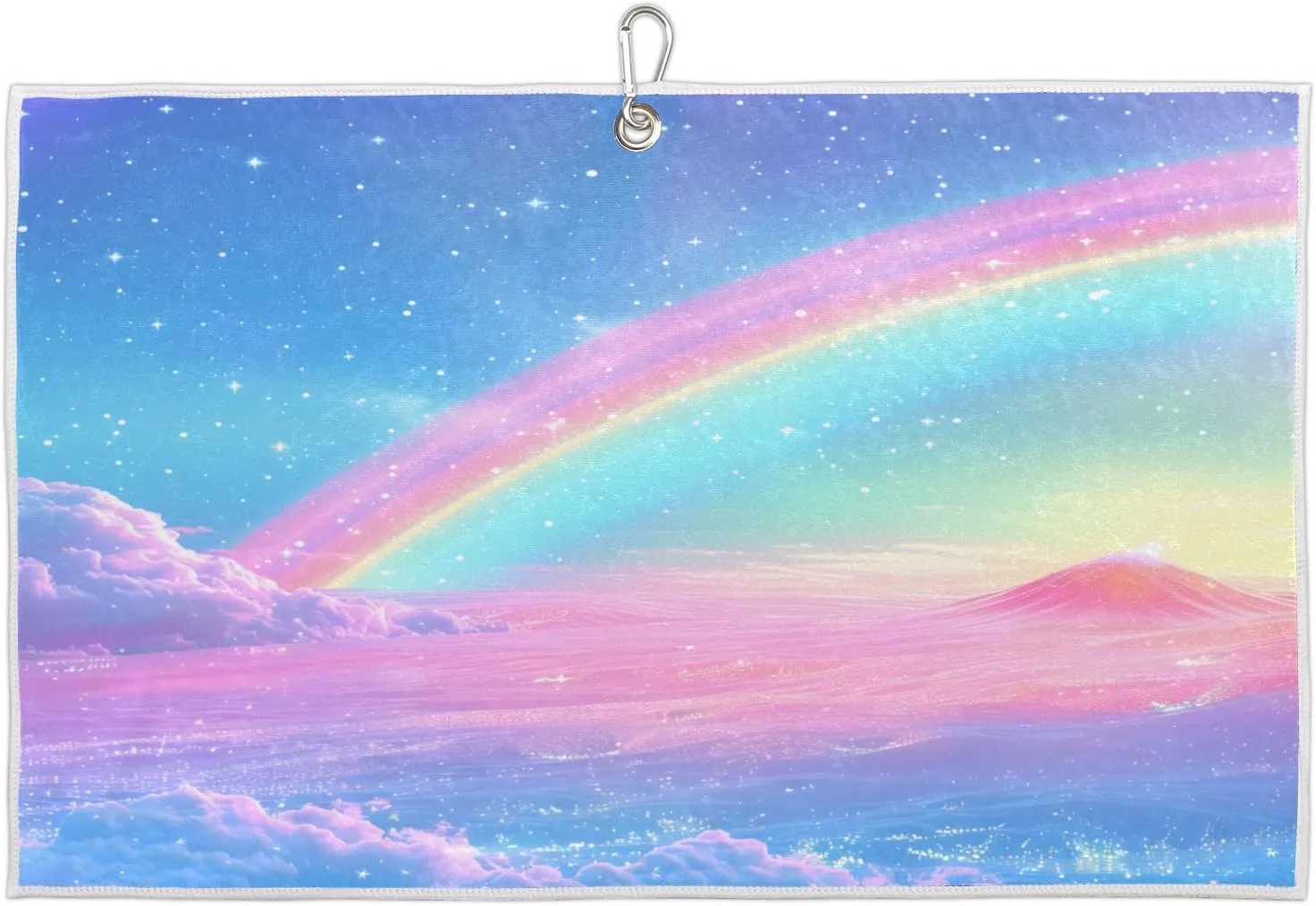 Starry Sky Clouds Golf Towel with Heavy Duty Carabiner Clip Quick Dry Ultra Absorbent Club Ball Cleaning Towel Golf Accessories for Men Women