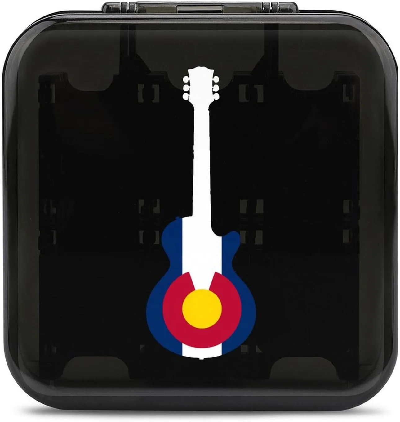 State Flag of Colorado Music Guitar Game Card Case Compatible with Switch Portable Memory Storage Holder with 12 Game Card Slots