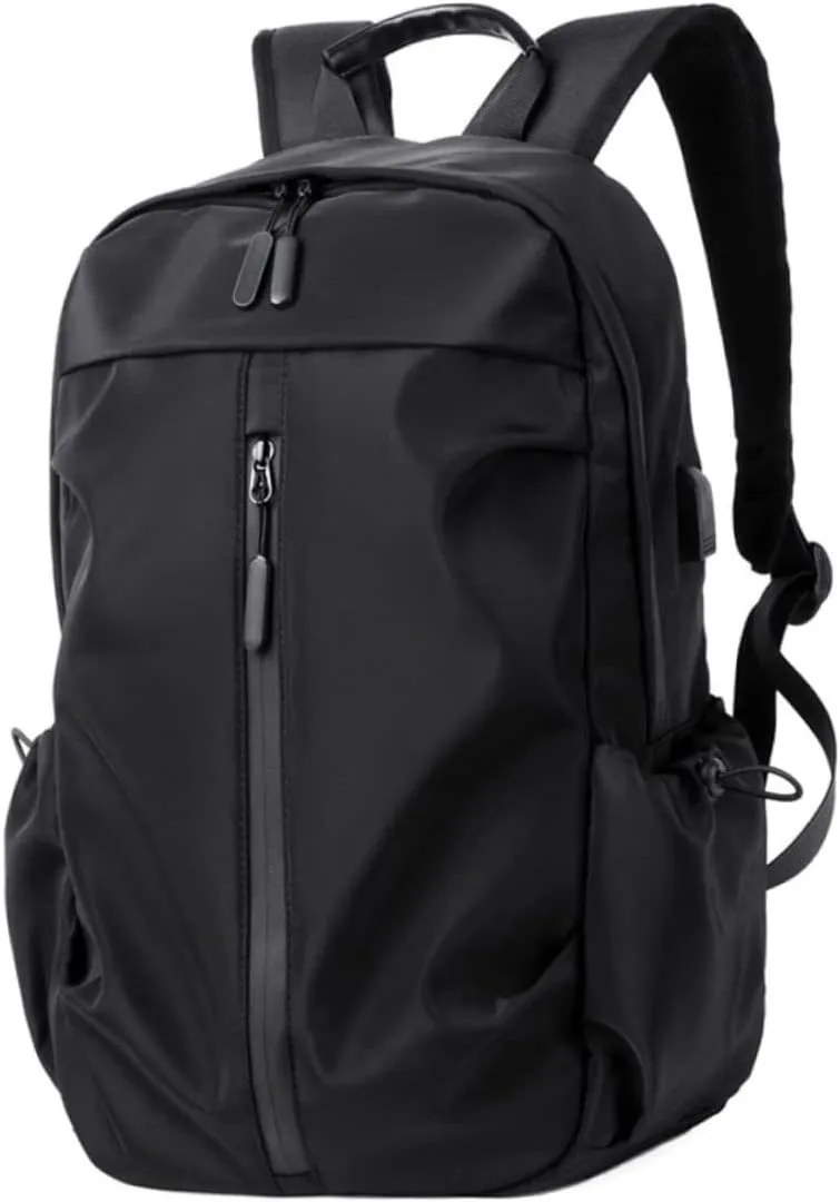 STOBOK 1Pc Men Casual Travel Backpack Simple Computer Bag with Side Charging Port Schoolbag for Students Office Workers Lightweight Wear Resistant Design