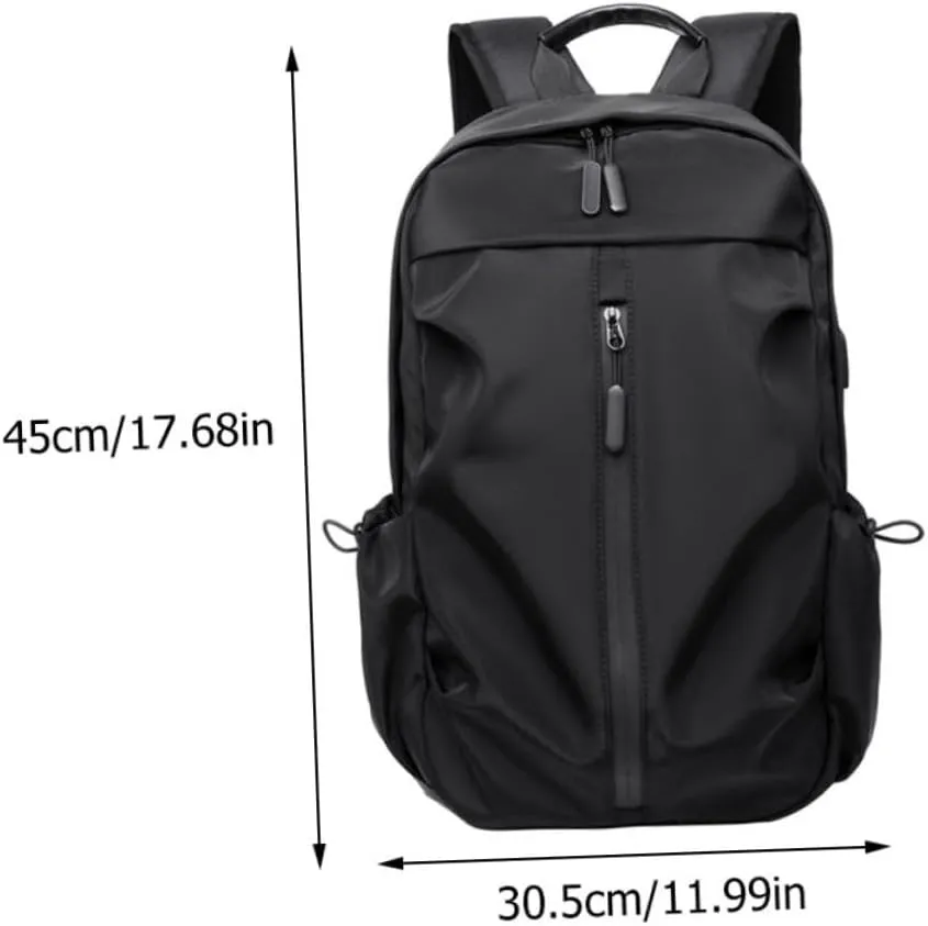 STOBOK 1Pc Men Casual Travel Backpack Simple Computer Bag with Side Charging Port Schoolbag for Students Office Workers Lightweight Wear Resistant Design