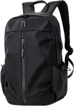 STOBOK 1Pc Men Casual Travel Backpack Simple Computer Bag with Side Charging Port Schoolbag for Students Office Workers Lightweight Wear Resistant Design