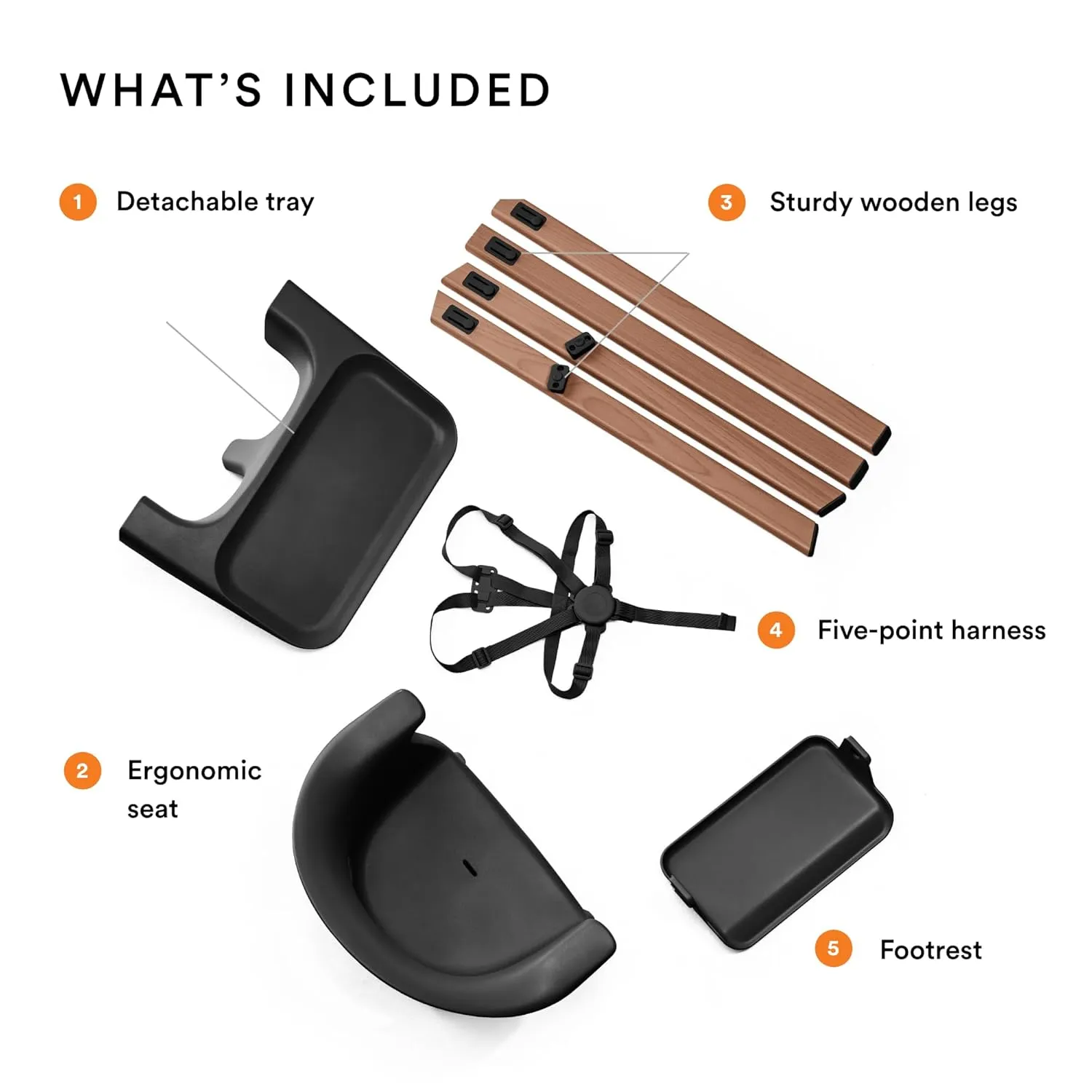 Stokke Clikk High Chair, Black/Warm Brown - All-in-One High Chair with Tray   Harness - Light, Durable & Travel Friendly - Ergonomic with Adjustable Features - Best for 6-36 Months or Up to 33 lbs
