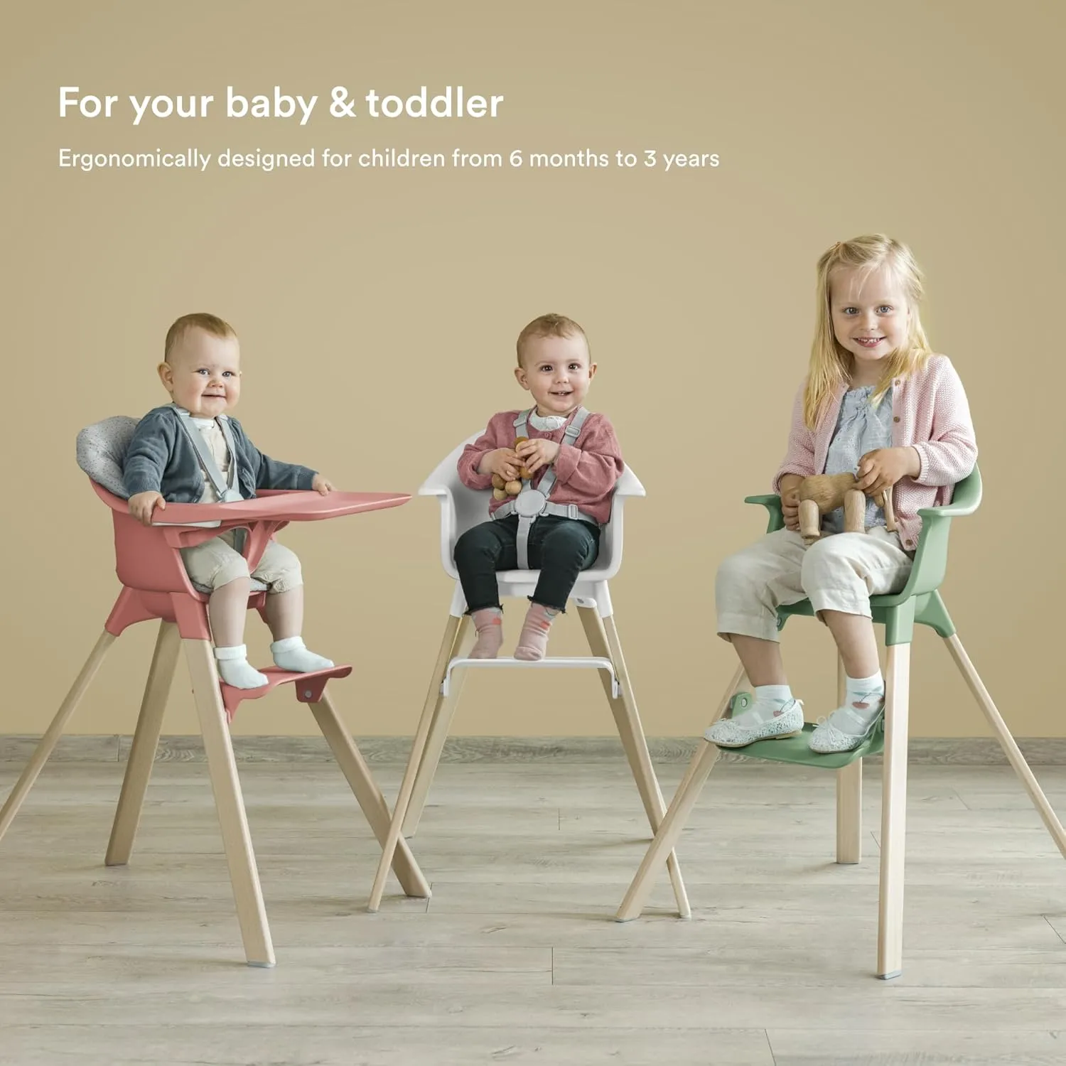 Stokke Clikk High Chair, Black/Warm Brown - All-in-One High Chair with Tray   Harness - Light, Durable & Travel Friendly - Ergonomic with Adjustable Features - Best for 6-36 Months or Up to 33 lbs