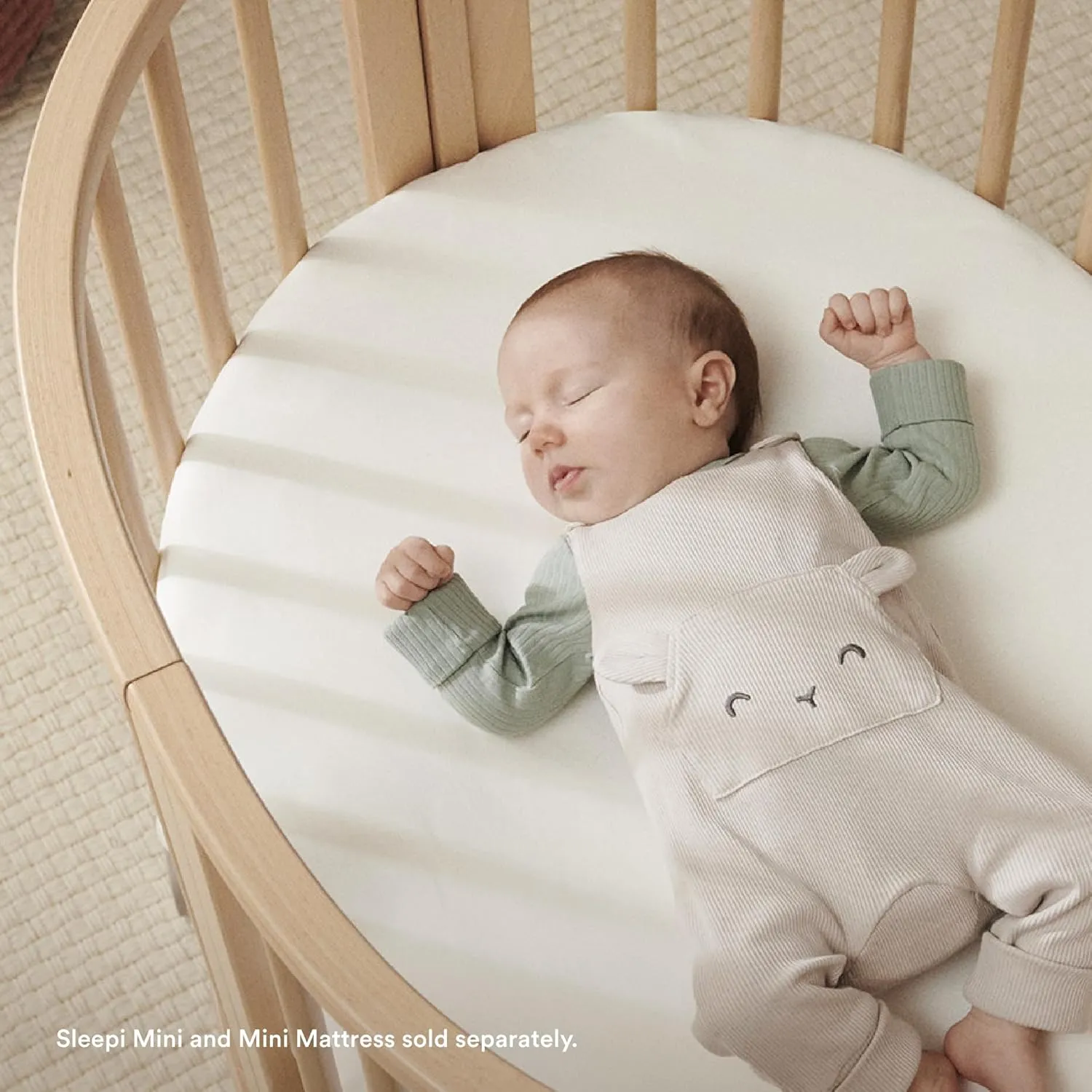 Stokke Sleepi Mini Fitted Sheet V3, White - Compatible with Sleepi Mini Mattress V3-100% Fine Cotton Percale - Washable