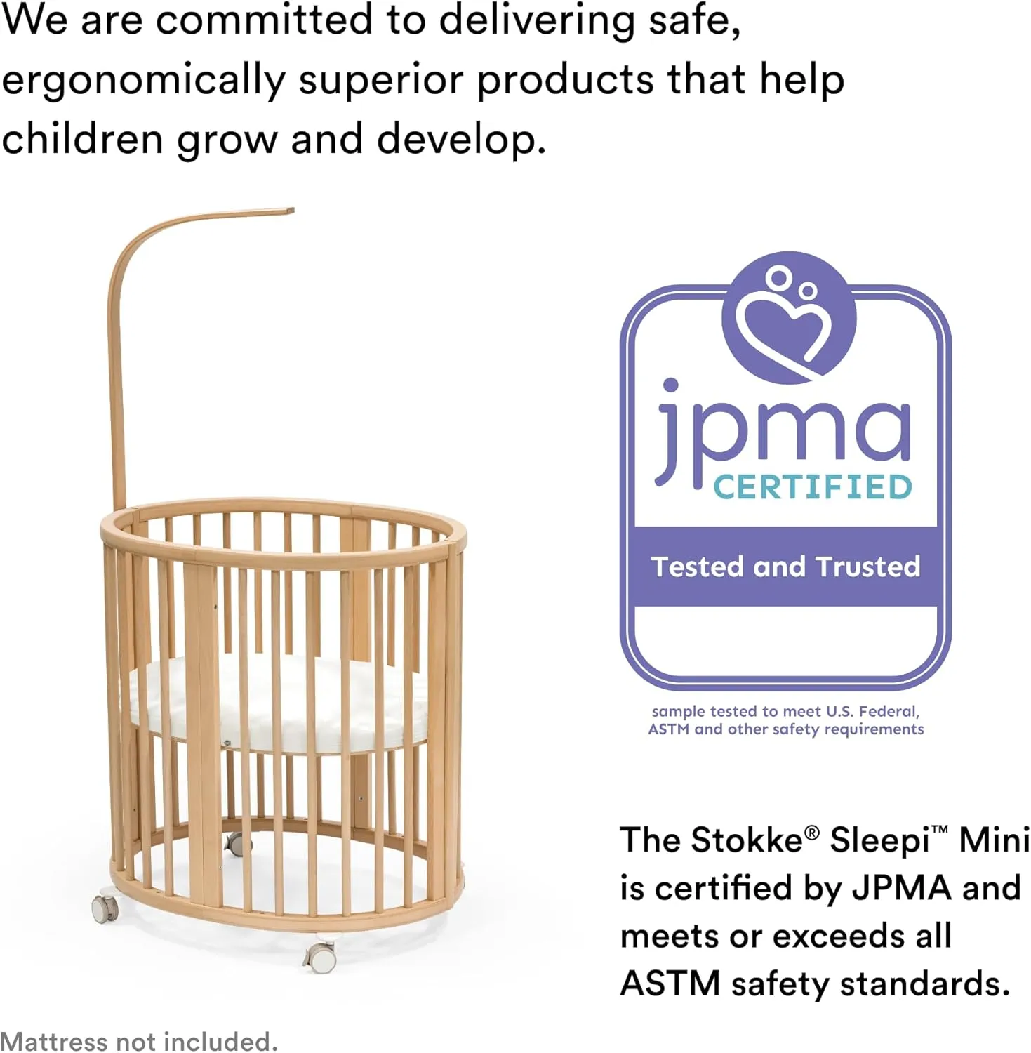 Stokke Sleepi Mini Fitted Sheet V3, White - Compatible with Sleepi Mini Mattress V3-100% Fine Cotton Percale - Washable
