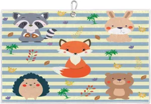 Striped Fox Hedgehog Rabbit Golf Towel with Heavy Duty Carabiner Ultra Absorbent Quick Dry Perfect for Cleaning Clubs Balls Gear Essential Golf Accessory for Men Women Kids
