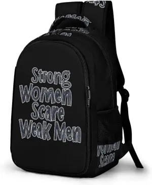 Strong Women Scare Weak Men Unisex Backpack Casual Daypacks Dual Compartment Shoulders Bag for Camping Hiking Travel Gear