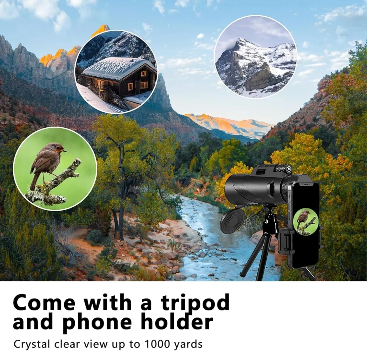 Stscope 360 Monocular, Stethoscope 360 Monocular Scope Set for Adults Long Range, Portable Night Vision Monocula𝗋 with Phone Adapter & Tripod for Bird Watching, Travel (Green,10 * 42)