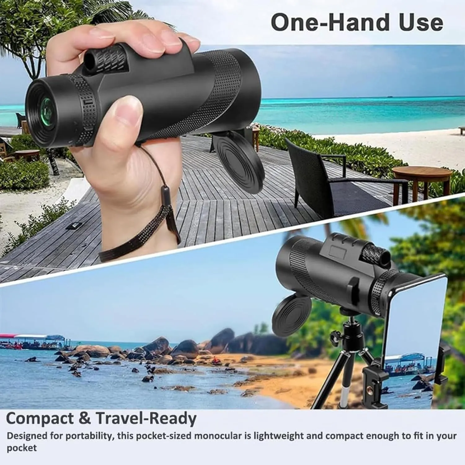 Stscope 360 Monocular, Stethoscope 360 Monocular Scope Set for Adults Long Range, Portable Night Vision Monocula𝗋 with Phone Adapter & Tripod for Bird Watching, Travel (Green,10 * 42)