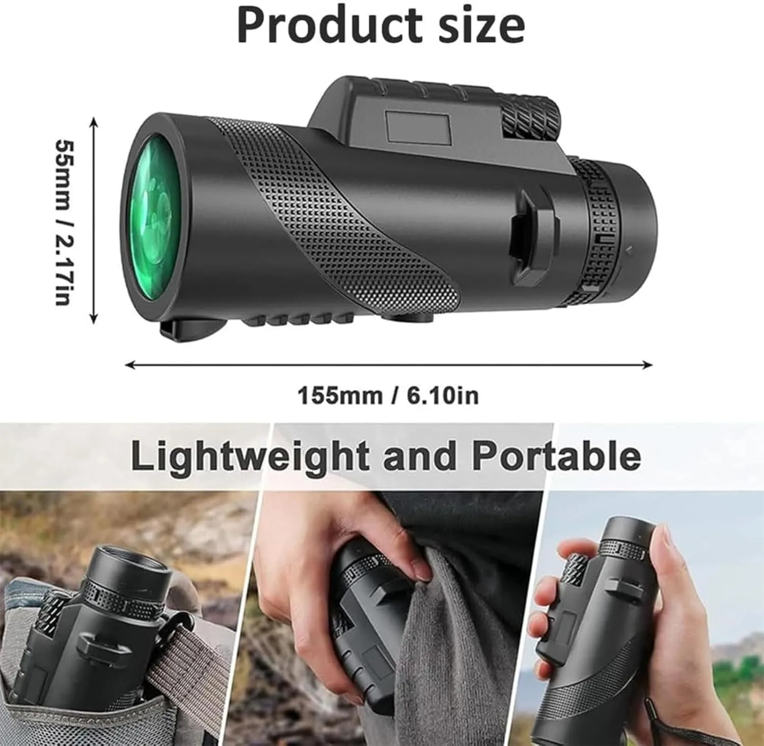 Stscope 360 Monocular, Stethoscope 360 Monocular Scope Set for Adults Long Range, Portable Night Vision Monocula𝗋 with Phone Adapter & Tripod for Bird Watching, Travel (Green,10 * 42)