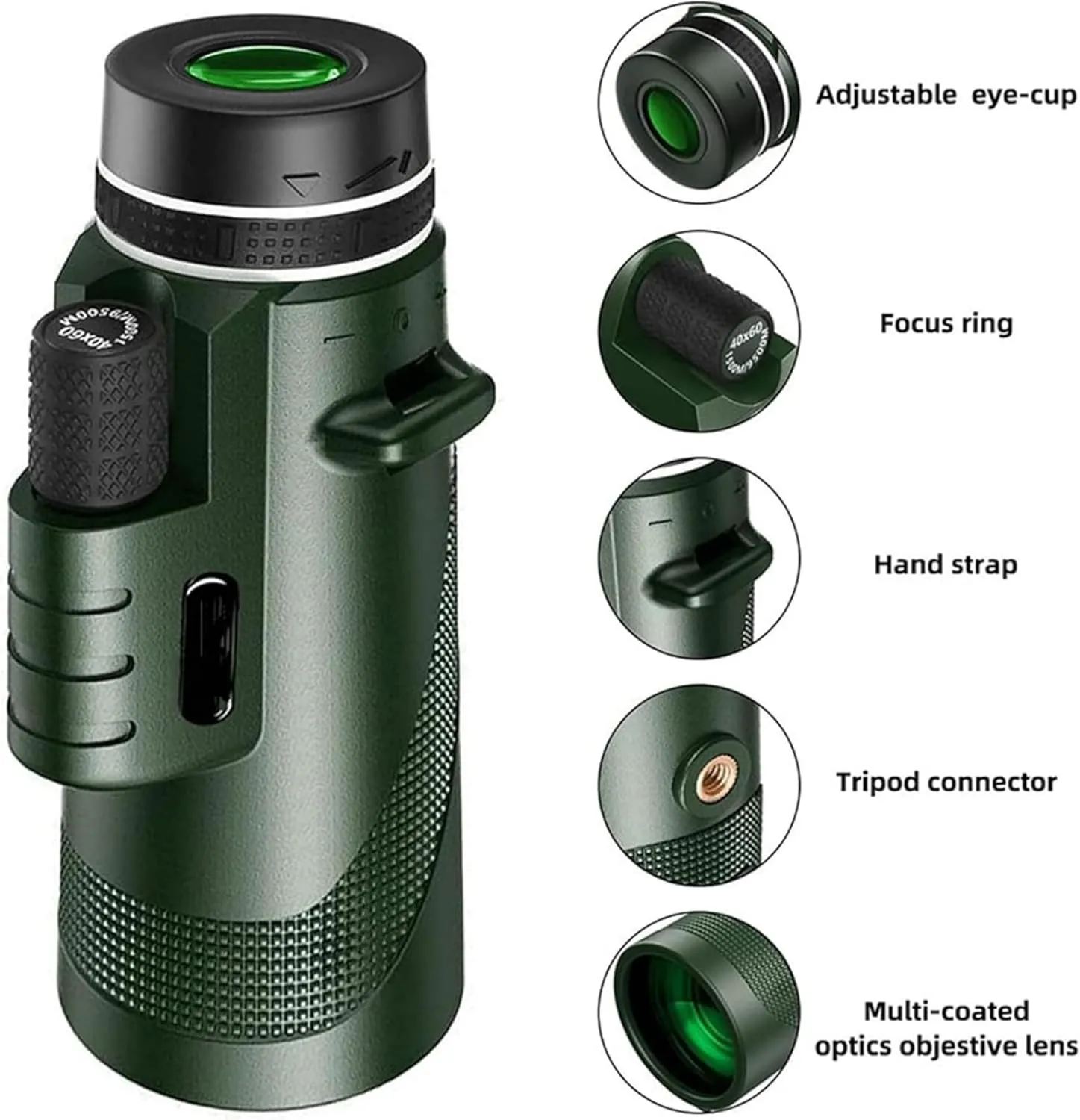 Stscope 360 Monocular, Stethoscope 360 Monocular Scope Set for Adults Long Range, Portable Night Vision Monocula𝗋 with Phone Adapter & Tripod for Bird Watching, Travel (Green,10 * 42)