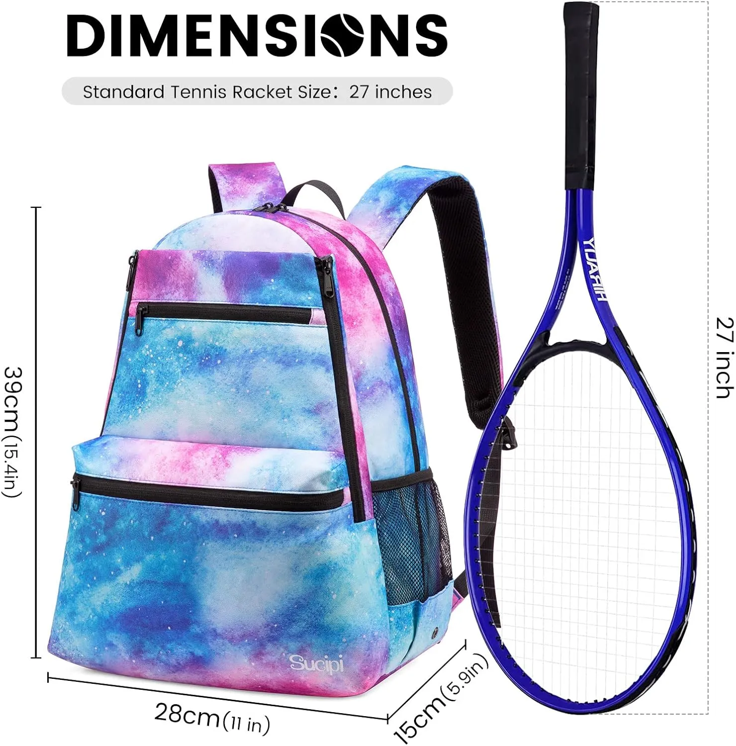 Sucipi Tennis Bag Professional Tennis Backpack for Men and Women Racket Bags Holds 2 Rackets with Ventilated Shoe Compartment