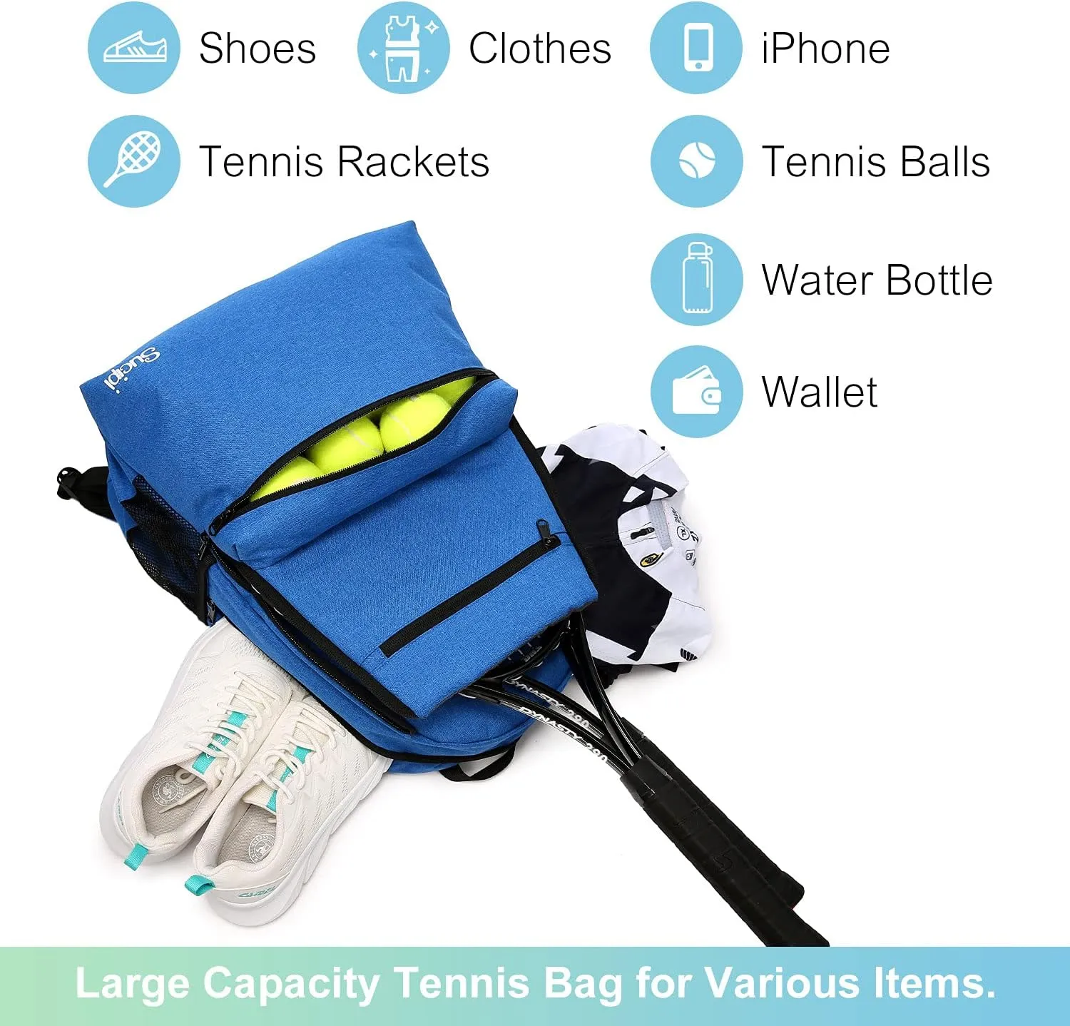 Sucipi Tennis Bag Professional Tennis Backpack for Men and Women Racket Bags Holds 2 Rackets with Ventilated Shoe Compartment