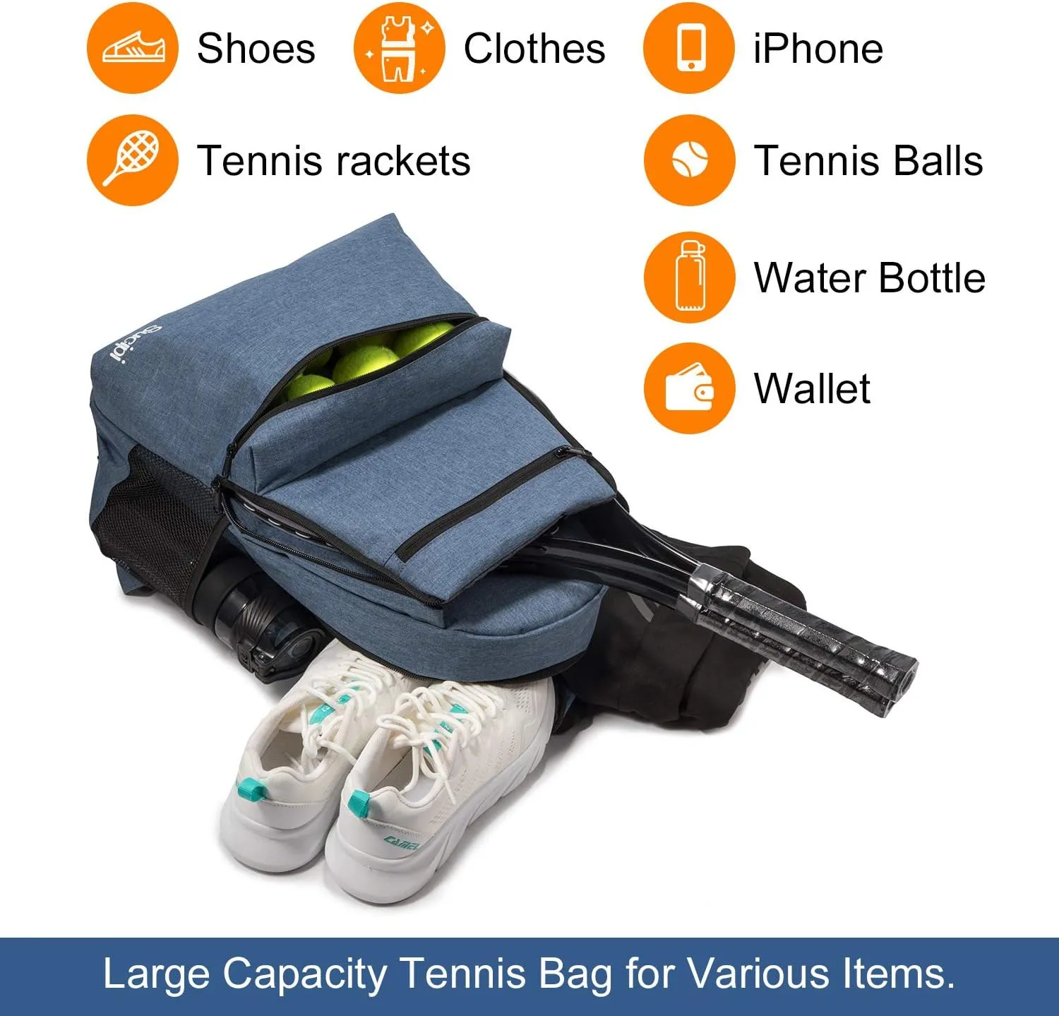 Sucipi Tennis Bag Professional Tennis Backpack for Men and Women Racket Bags Holds 2 Rackets with Ventilated Shoe Compartment