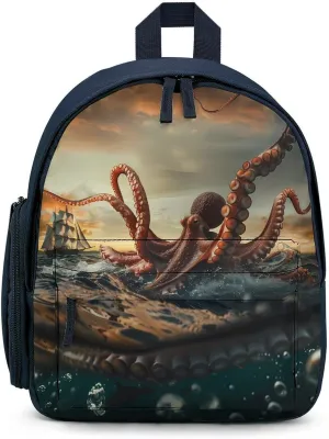 Suckers on The Day Octopus and Sailors Ship Travel Laptop Backpack for Men Women Lightweight Shoulder Bag Work Bag Daypack