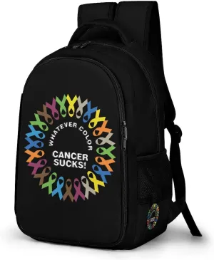 Sucks Cancer Fight Cancer Ribbons Unisex Backpack Casual Daypacks Dual Compartment Shoulders Bag for Camping Hiking Travel Gear