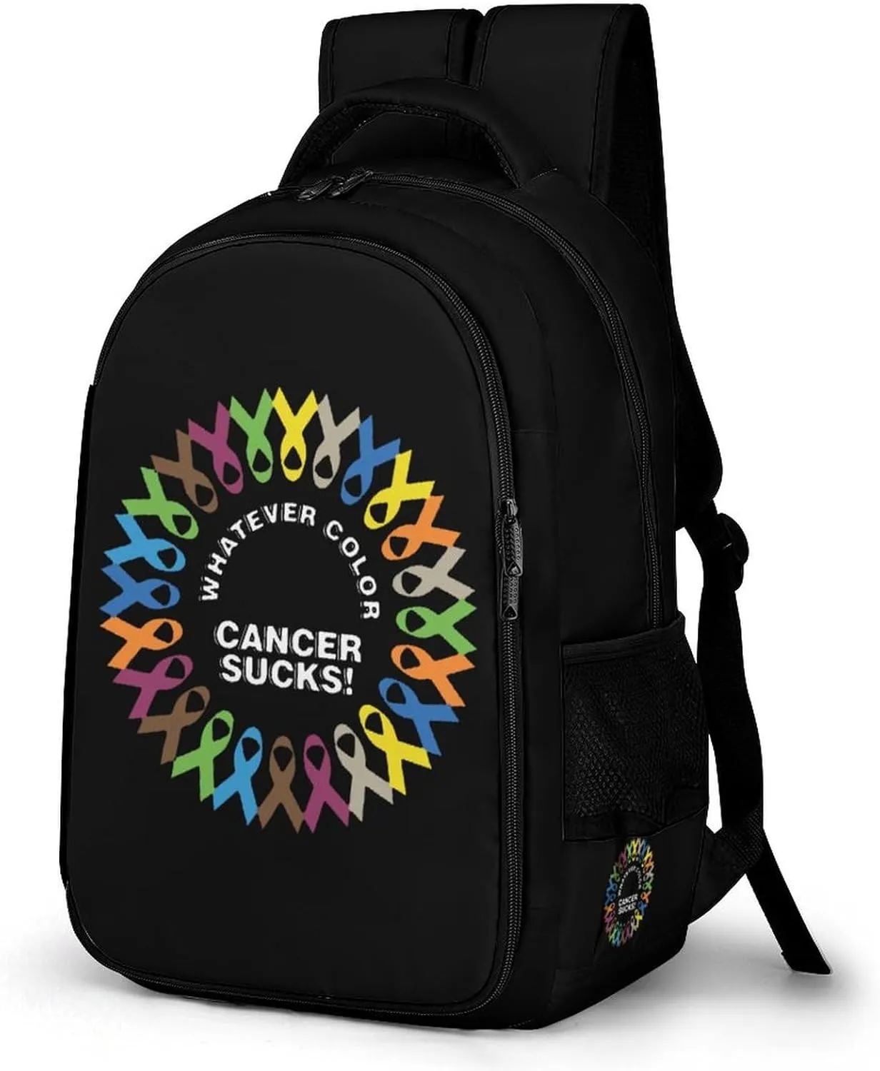 Sucks Cancer Fight Cancer Ribbons Unisex Backpack Casual Daypacks Dual Compartment Shoulders Bag for Camping Hiking Travel Gear