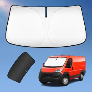 Sun Shade Sunshade for Dodge Ram ProMaster 2014-2024 2025 Windshield Cover, 4-Layers Sun Shield 240T Foldable Window Shade for Ram ProMaster Full Size Cargo Van Chassis Cab Cutaway Van Accessories
