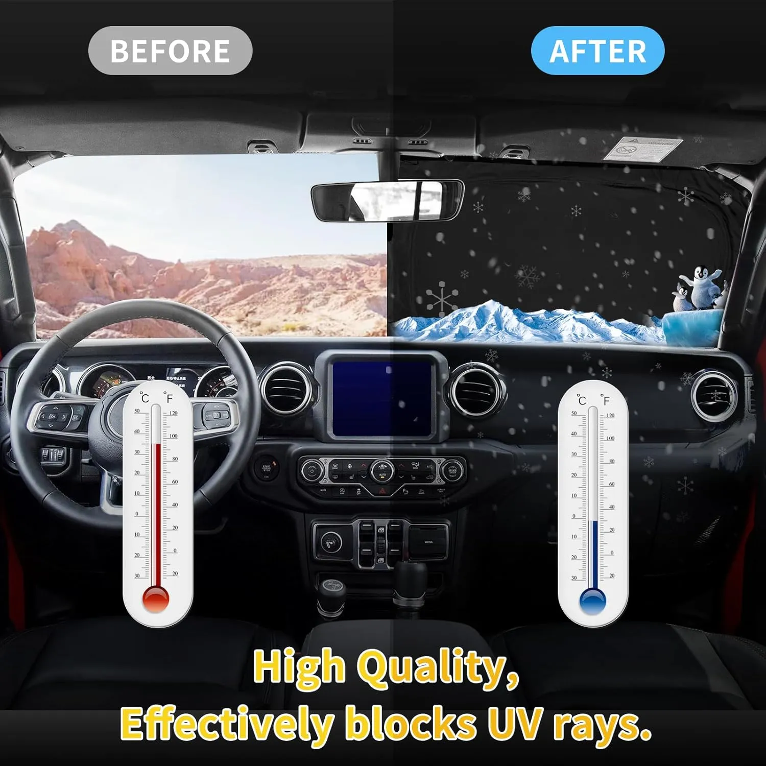 Sun Shade Sunshade for Dodge Ram ProMaster 2014-2024 2025 Windshield Cover, 4-Layers Sun Shield 240T Foldable Window Shade for Ram ProMaster Full Size Cargo Van Chassis Cab Cutaway Van Accessories