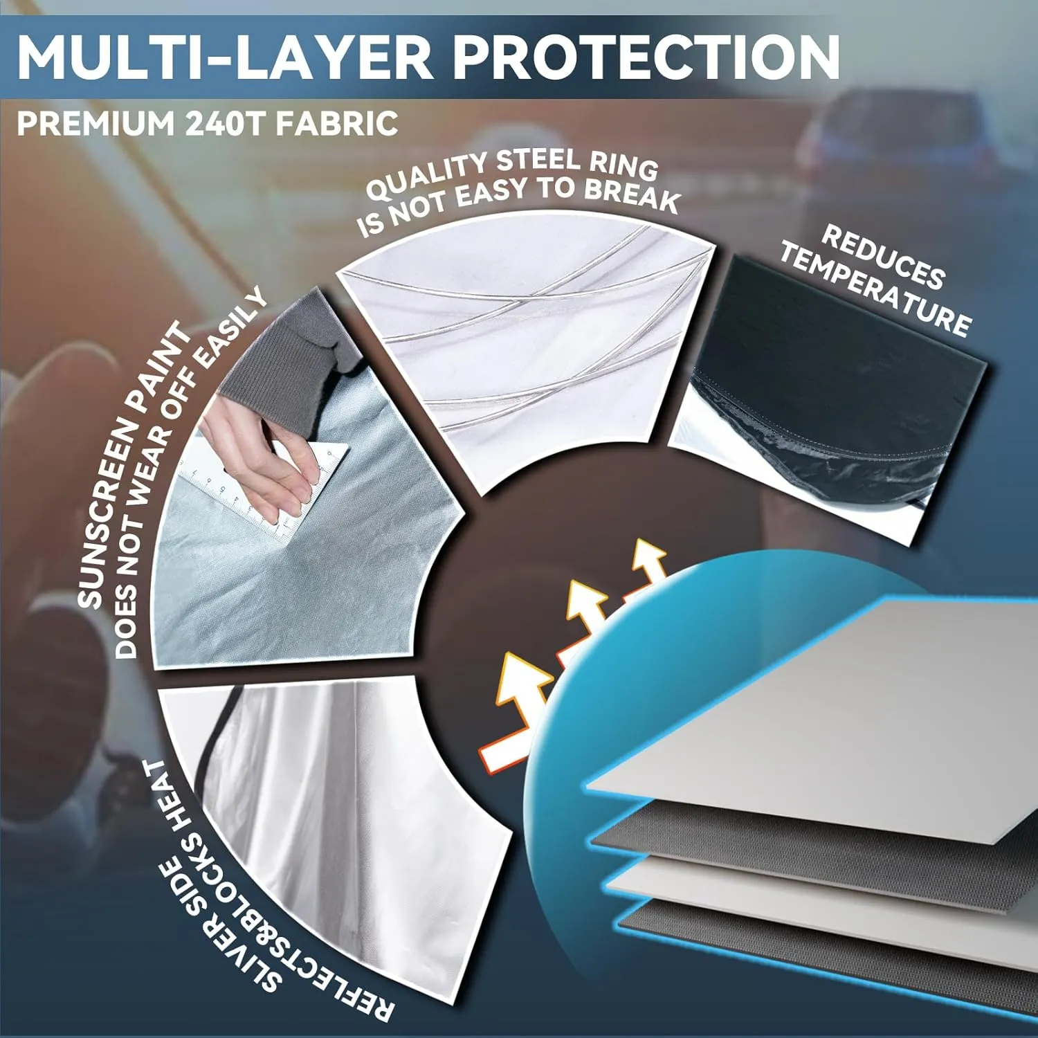 Sun Shade Sunshade for Honda Pilot 2016-2024 2025 Windshield Cover, 4-Layers Sun Shield 240T Silver Sun Visor Foldable Window Shade for Pilot EX-L Special Edition Elite Black Edition Touring