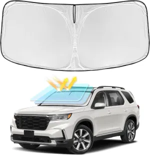 Sun Shade Sunshade for Honda Pilot 2016-2024 2025 Windshield Cover, 4-Layers Sun Shield 240T Silver Sun Visor Foldable Window Shade for Pilot EX-L Special Edition Elite Black Edition Touring